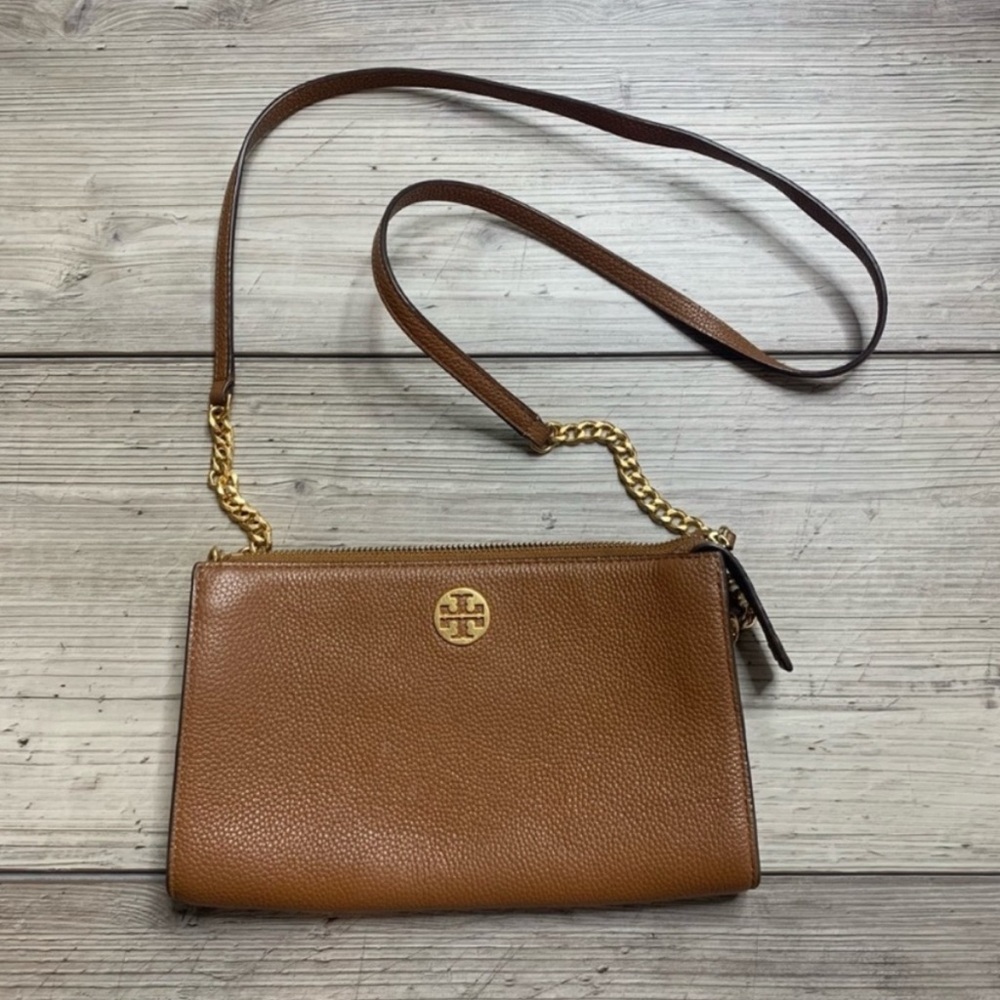 Tory Burch Brown Pebbled Leather Crossbody Bag